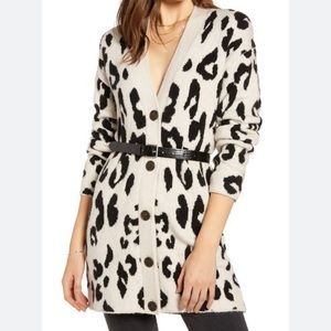 NWOT Something Navy Leopard Cardigan